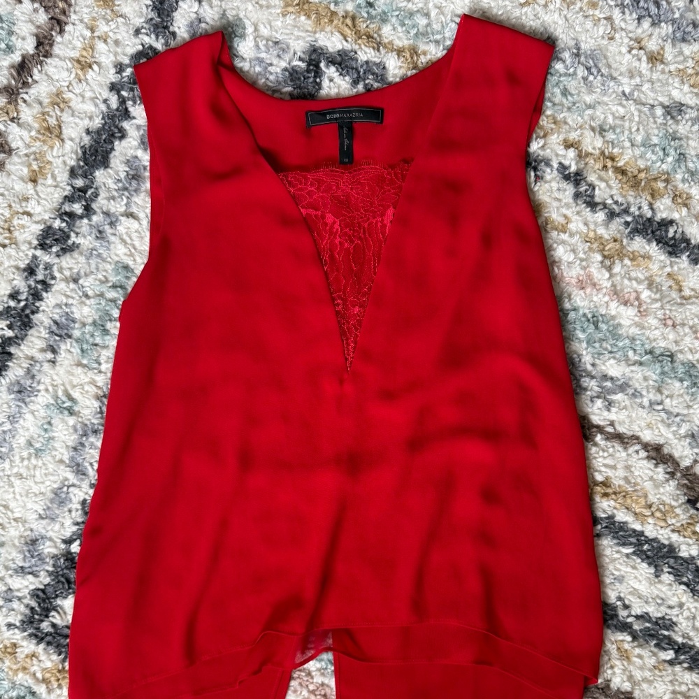 Red crepe tank top